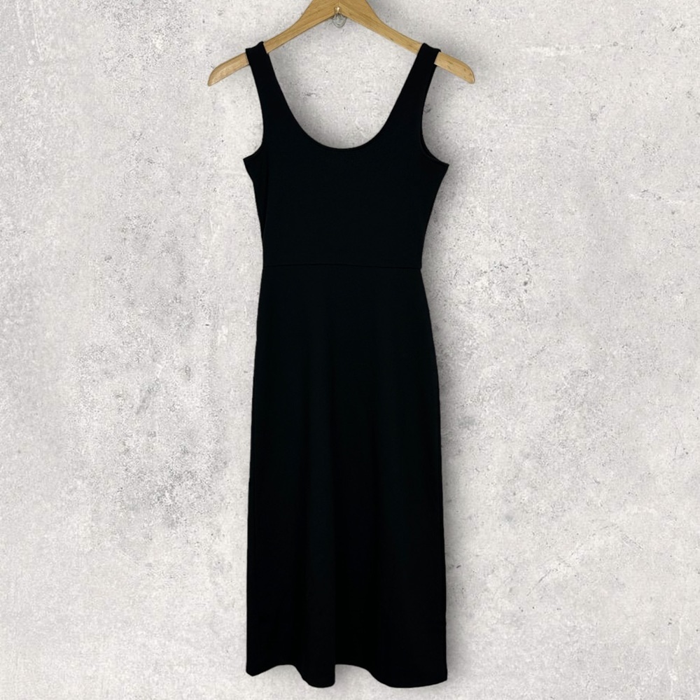 NEW Nordstrom 2022 Open Edit Scoop Neck Midi Dress Black Size XS Minimalist NWOT - Picture 4 of 11